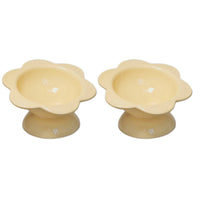 HKM-2032829 Oblique Mouth High Foot Ceramic Pet Bowl in Yellow and Purple Options