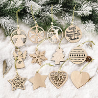 HKM-203283 Wooden Christmas Pendant in Transparent Box - Angel, Tree, Star, Love, Snowflake, Sphere Models