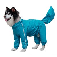 HKM-2034237 Dog Raincoat with Tail Cover in Yellow and Lake Blue - Available in Sizes 8XL to 12XL