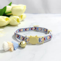 HKM-2034621 Anti-Suffocation Adjustable Cat Collar with Tassel Bell and Safety Buckle - Variety of Colors Available