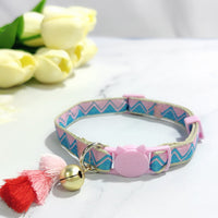 HKM-2034621 Anti-Suffocation Adjustable Cat Collar with Tassel Bell and Safety Buckle - Variety of Colors Available