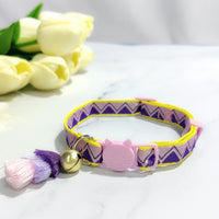 HKM-2034621 Anti-Suffocation Adjustable Cat Collar with Tassel Bell and Safety Buckle - Variety of Colors Available