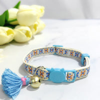 HKM-2034621 Anti-Suffocation Adjustable Cat Collar with Tassel Bell and Safety Buckle - Variety of Colors Available