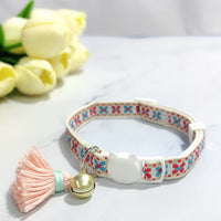 HKM-2034621 Anti-Suffocation Adjustable Cat Collar with Tassel Bell and Safety Buckle - Variety of Colors Available