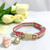 HKM-2034621 Anti-Suffocation Adjustable Cat Collar with Tassel Bell and Safety Buckle - Variety of Colors Available