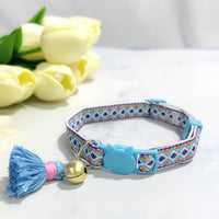 HKM-2034621 Anti-Suffocation Adjustable Cat Collar with Tassel Bell and Safety Buckle - Variety of Colors Available