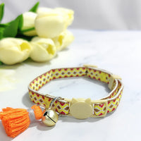 HKM-2034621 Anti-Suffocation Adjustable Cat Collar with Tassel Bell and Safety Buckle - Variety of Colors Available