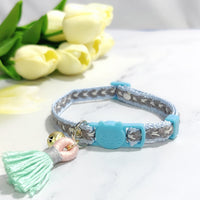 HKM-2034621 Anti-Suffocation Adjustable Cat Collar with Tassel Bell and Safety Buckle - Variety of Colors Available