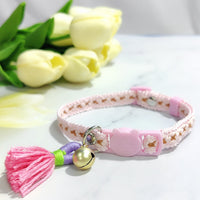 HKM-2034621 Anti-Suffocation Adjustable Cat Collar with Tassel Bell and Safety Buckle - Variety of Colors Available