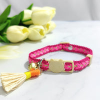 HKM-2034621 Anti-Suffocation Adjustable Cat Collar with Tassel Bell and Safety Buckle - Variety of Colors Available