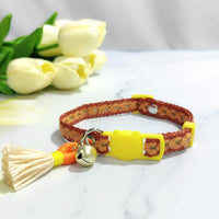 HKM-2034621 Anti-Suffocation Adjustable Cat Collar with Tassel Bell and Safety Buckle - Variety of Colors Available