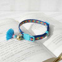 HKM-2034621 Anti-Suffocation Adjustable Cat Collar with Tassel Bell and Safety Buckle - Variety of Colors Available