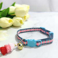 HKM-2034621 Anti-Suffocation Adjustable Cat Collar with Tassel Bell and Safety Buckle - Variety of Colors Available