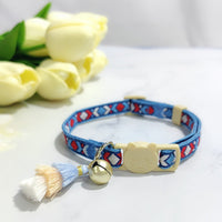 HKM-2034621 Anti-Suffocation Adjustable Cat Collar with Tassel Bell and Safety Buckle - Variety of Colors Available