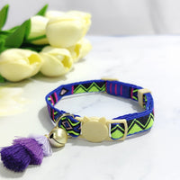 HKM-2034621 Anti-Suffocation Adjustable Cat Collar with Tassel Bell and Safety Buckle - Variety of Colors Available