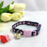 HKM-2034621 Anti-Suffocation Adjustable Cat Collar with Tassel Bell and Safety Buckle - Variety of Colors Available
