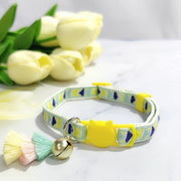 HKM-2034621 Anti-Suffocation Adjustable Cat Collar with Tassel Bell and Safety Buckle - Variety of Colors Available