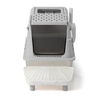 HKM-203475 Extra Large Stainless Steel Covered Cat Litter Box with Lid, Litter Scoop, and Filter Pedal for Easy Cleaning