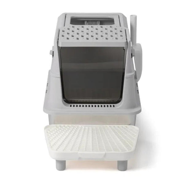 HKM-203475 Extra Large Stainless Steel Covered Cat Litter Box with Lid, Litter Scoop, and Filter Pedal for Easy Cleaning