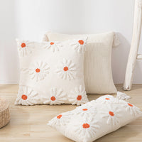 HKM-203603 Scandinavian Floral Tufted Pillowcase – Cotton Cushion Cover for Home Décor