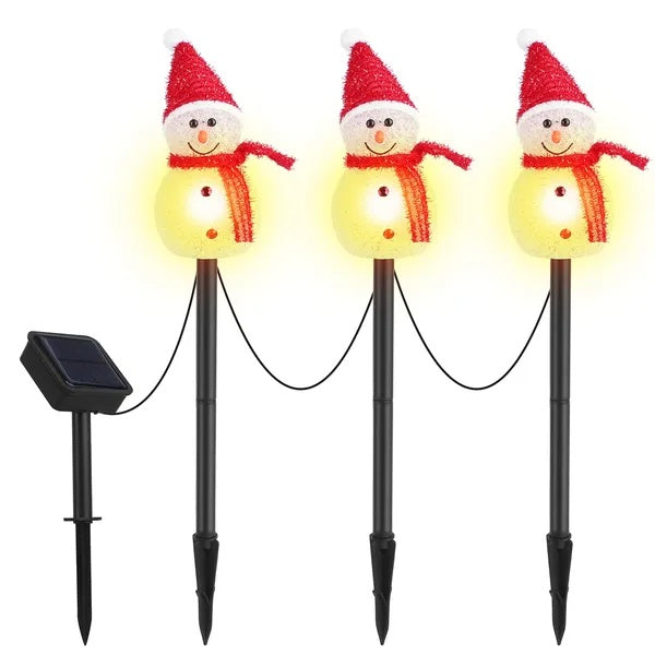HKM-203603 Solar Powered Snowman Decorative Stake Light - Waterproof Warm White LED Christmas Garden Lamp