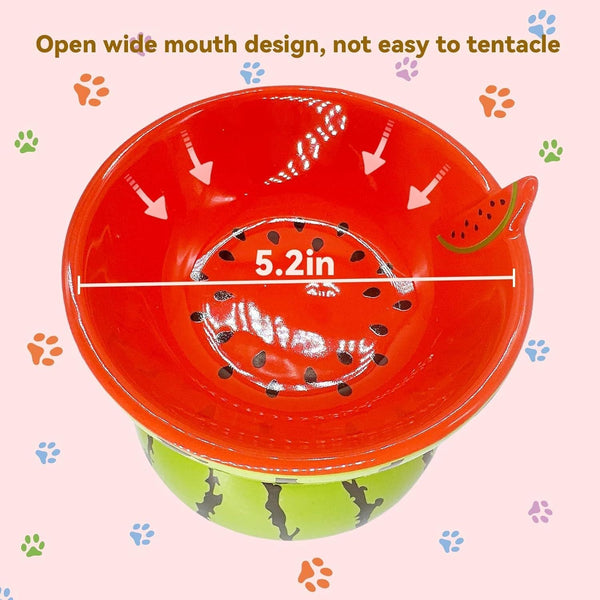HKM-203667 Elevated Ceramic Cat Bowl with Tilted Design for Comfortable Feeding - Ideal for Cats and Small Dogs