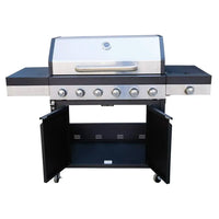 HKM-203667 Extra Large 6 Burner Gas BBQ Grill with Side Burner and Removable Grease Pan