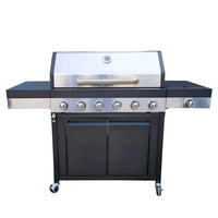 HKM-203667 Extra Large 6 Burner Gas BBQ Grill with Side Burner and Removable Grease Pan