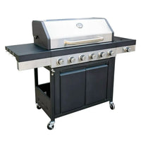 HKM-203667 Extra Large 6 Burner Gas BBQ Grill with Side Burner and Removable Grease Pan