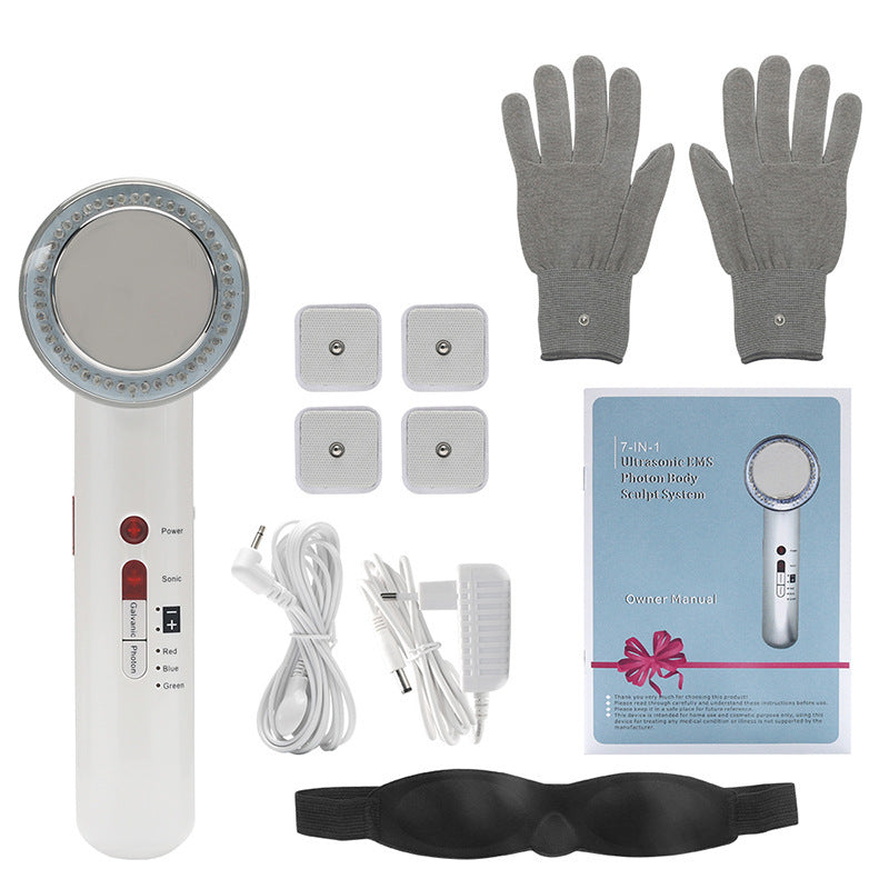 HKM-203731 Multifunctional 7-in-1 Ultrasonic Beauty Device for Home Use with Anion, Positive Ion, and Infrared Features