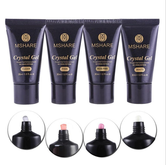 HKM-203795 Poly Gel Nail Kit - UV Builder Gel for Enhancement and Extension with Slip Solution - French Style Varnish Set