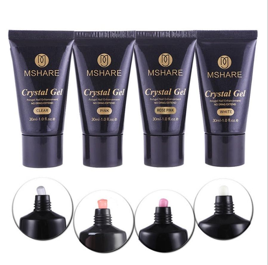 HKM-203795 Poly Gel Nail Kit - UV Builder Gel for Enhancement and Extension with Slip Solution - French Style Varnish Set