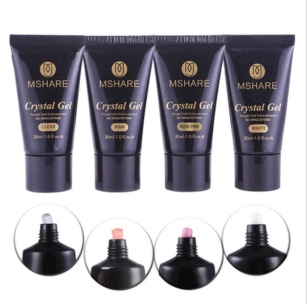 HKM-203795 Poly Gel Nail Kit - UV Builder Gel for Enhancement and Extension with Slip Solution - French Style Varnish Set