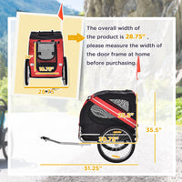 HKM-2038077 Pet Bike Trailer for Medium Dogs, Easy-Folding Bicycle Cart with Large Rubber Wheels and Mesh Screens for Ventilation