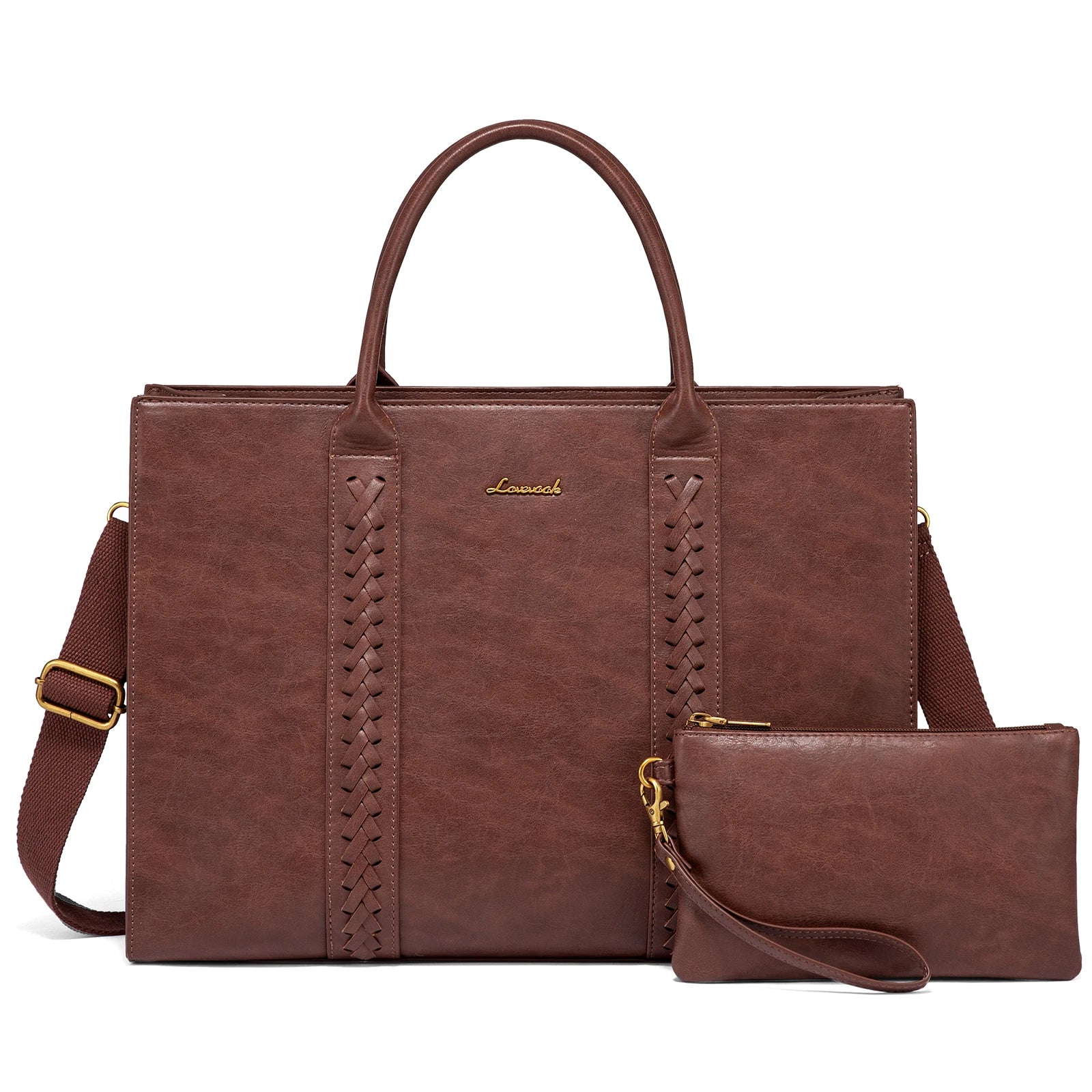 HKM-203859 Large Waterproof PU Leather Laptop Tote Bag for Business Women, Stylish Office Briefcase