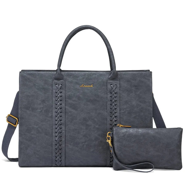 HKM-203859 Large Waterproof PU Leather Laptop Tote Bag for Business Women, Stylish Office Briefcase
