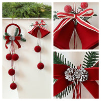 HKM-203923 Elegant Flocking Christmas Tree Ornaments - Wine Red Bells & Decor for Festive Celebrations