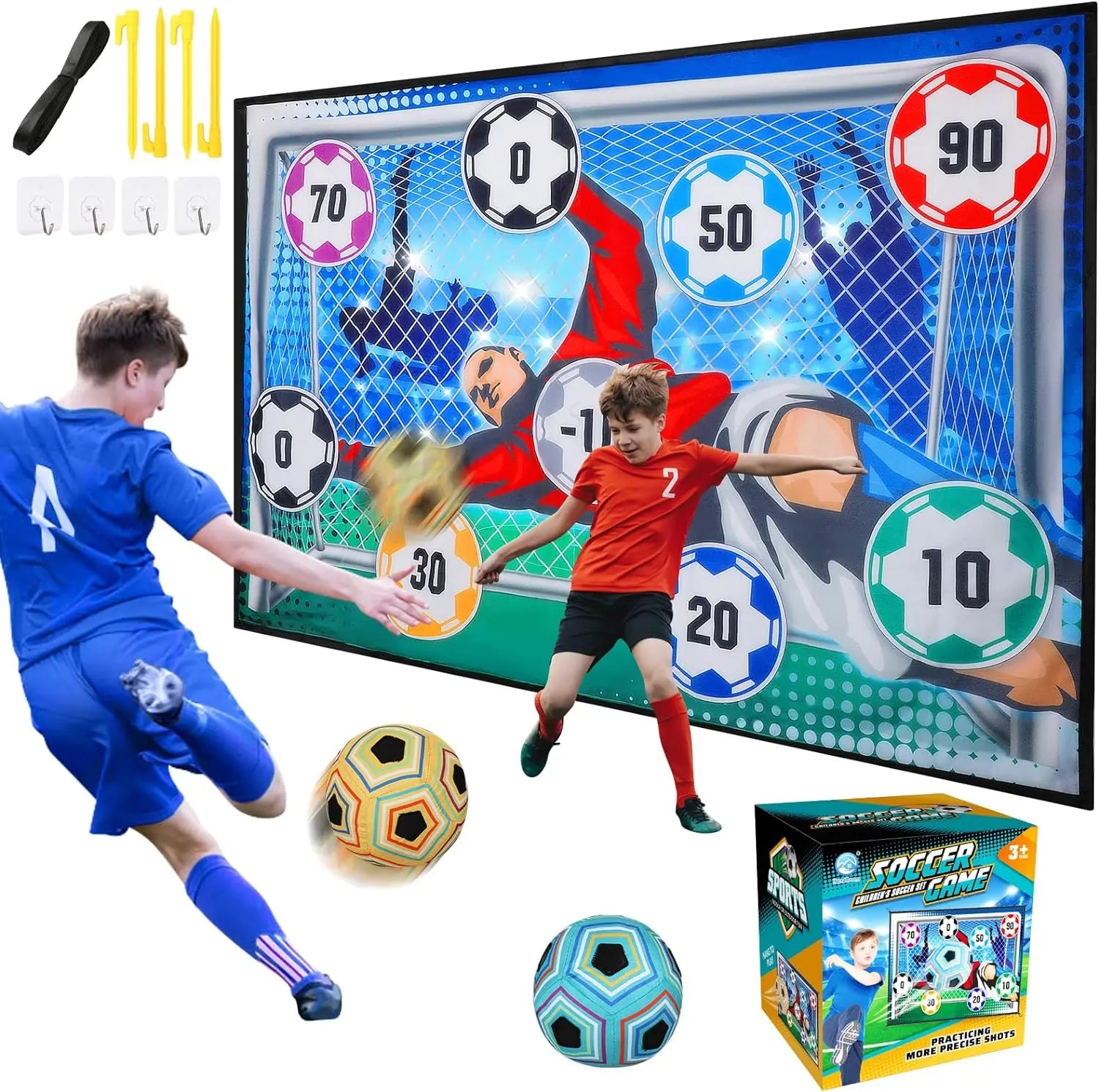 HKM-204115 Kids Indoor Outdoor Soccer Ball Game Set with 2 Soccer Balls and Target