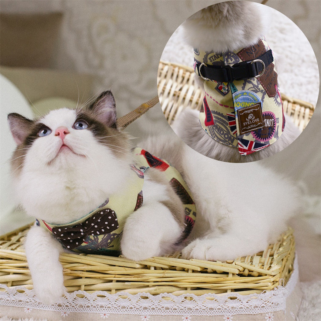 HKM-2041661 Cat Chest Harness and Traction Rope - Multiple Styles and Sizes Available