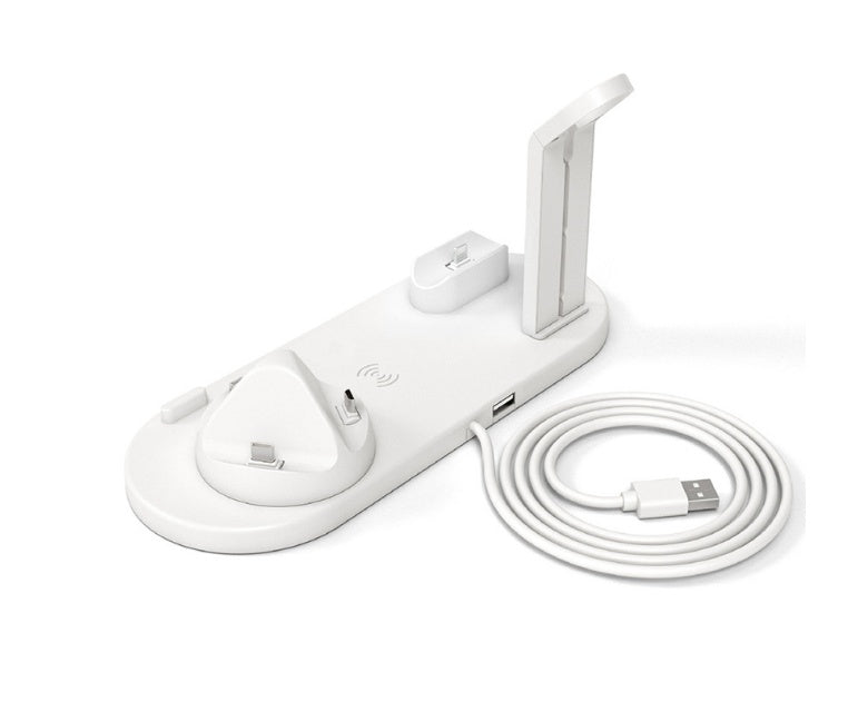 HKM-204179 Three-in-One Desktop Wireless Charging Stand - Black, White, Silver, Rose Gold Options