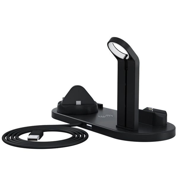 HKM-204179 Three-in-One Desktop Wireless Charging Stand - Black, White, Silver, Rose Gold Options