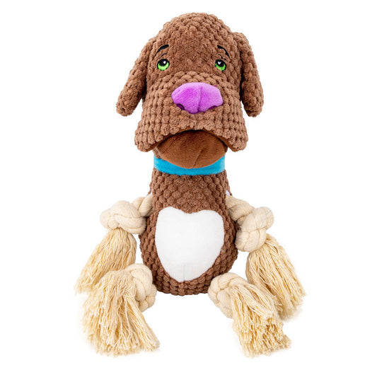 HKM-2042045 Plush Cotton Pug Dog Toy with Vocalization and Bite-Resistant String