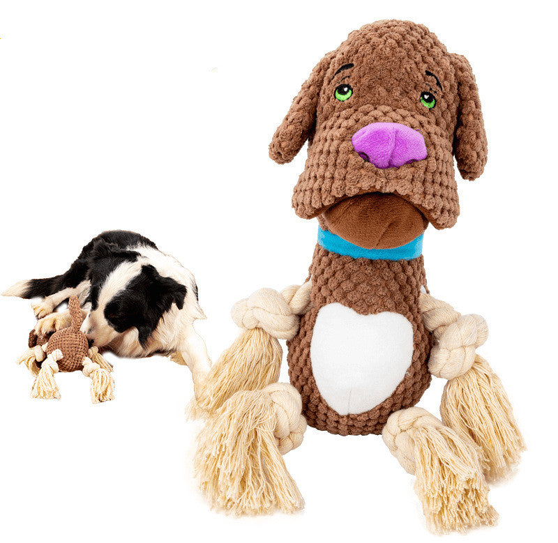 HKM-2042045 Plush Cotton Pug Dog Toy with Vocalization and Bite-Resistant String