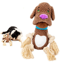 HKM-2042045 Plush Cotton Pug Dog Toy with Vocalization and Bite-Resistant String