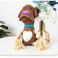 HKM-2042045 Plush Cotton Pug Dog Toy with Vocalization and Bite-Resistant String