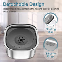 HKM-2042557 Large Capacity Pet Water Bowl - Stainless Steel with Floating Design in Various Colors