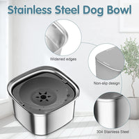 HKM-2042557 Large Capacity Pet Water Bowl - Stainless Steel with Floating Design in Various Colors