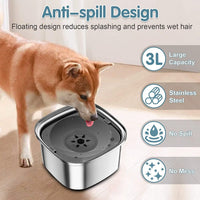 HKM-2042557 Large Capacity Pet Water Bowl - Stainless Steel with Floating Design in Various Colors