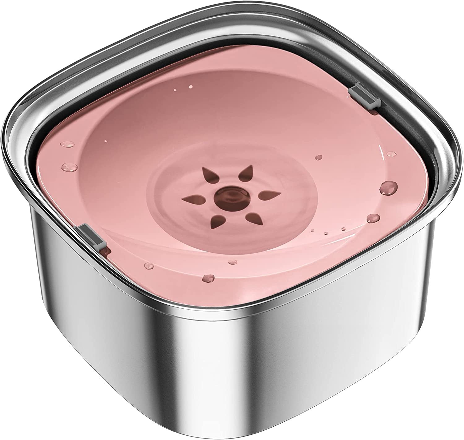 HKM-2042557 Large Capacity Pet Water Bowl - Stainless Steel with Floating Design in Various Colors