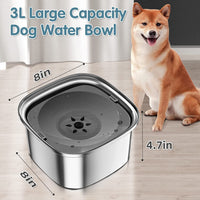 HKM-2042557 Large Capacity Pet Water Bowl - Stainless Steel with Floating Design in Various Colors